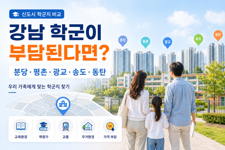강남 학군이 부담된다면? 신도시 학군지 5곳 비교