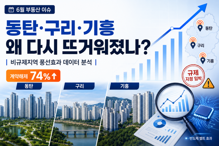 동탄·구리·기흥 6/30 삼중규제 지정 — 풍선효과 데이터 해부와 지정 이후 시나리오